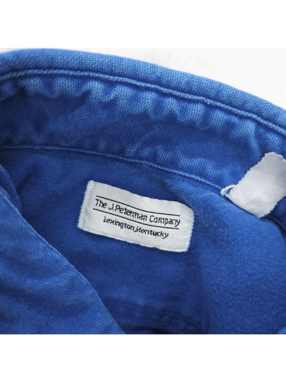J PETERMAN Blue Chamois Shirt Thick Fabric Size Estimated LARGE - Picture 8 of 8